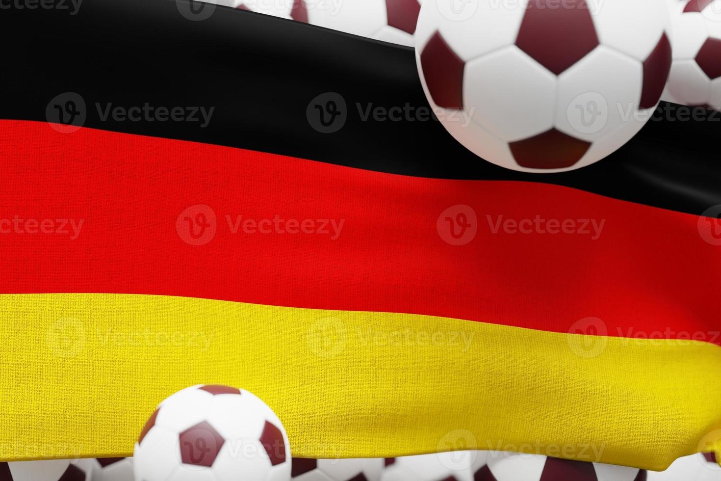 Tyskland flagga med boll. värld fotboll 2022 minimal 3d framställa illustration foto