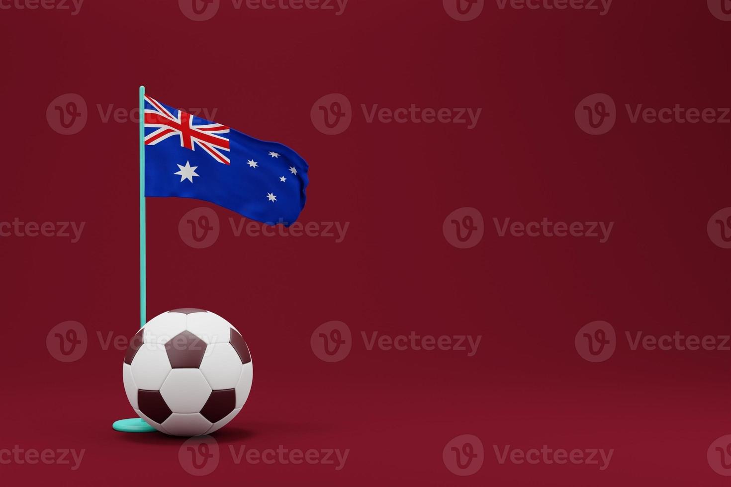 Australien flagga med boll. värld fotboll 2022 minimal 3d framställa illustration foto