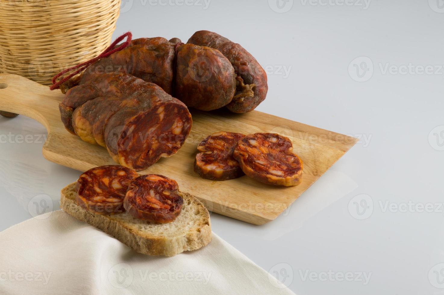 soppressata, korv, italiensk salami typisk för kalabrien foto