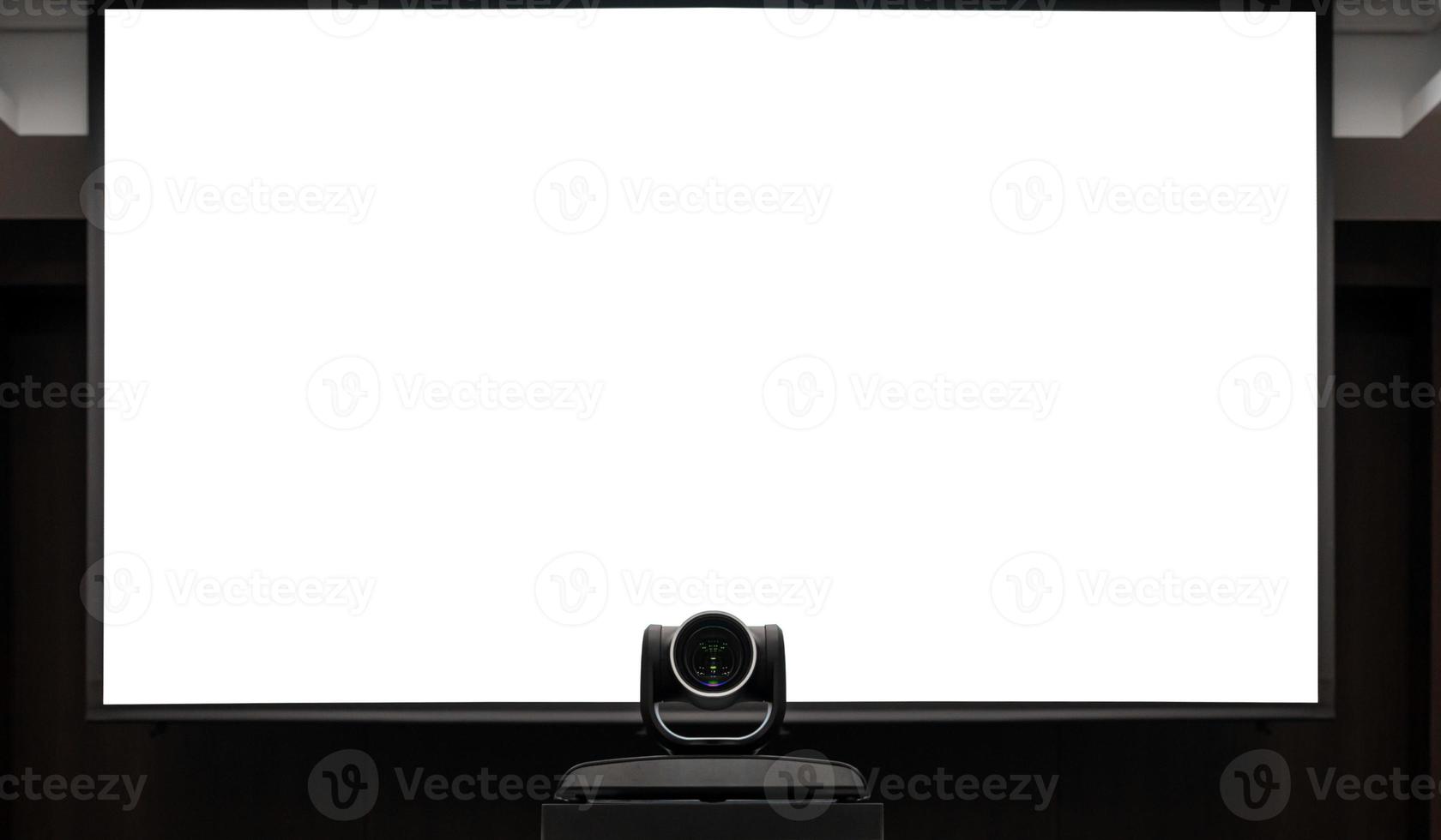 kamera video konferenser med projektor vit skärm foto