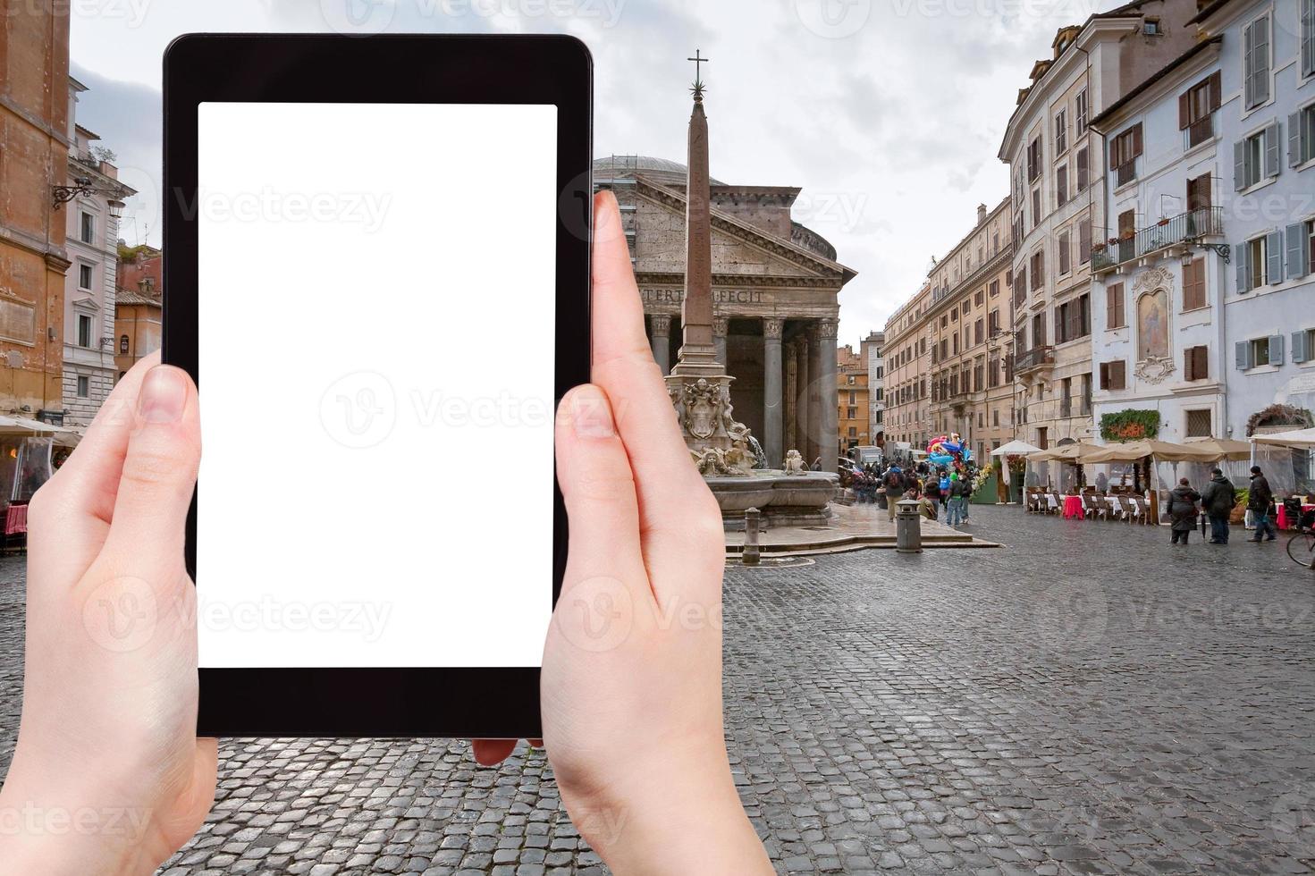 turist fotografier av pantheon i rom, Italien foto