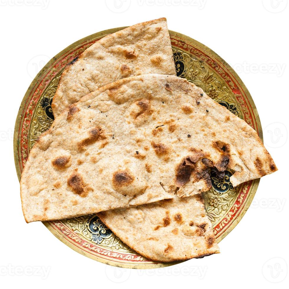 tandoori roti hela vete platt bröd isolerat foto