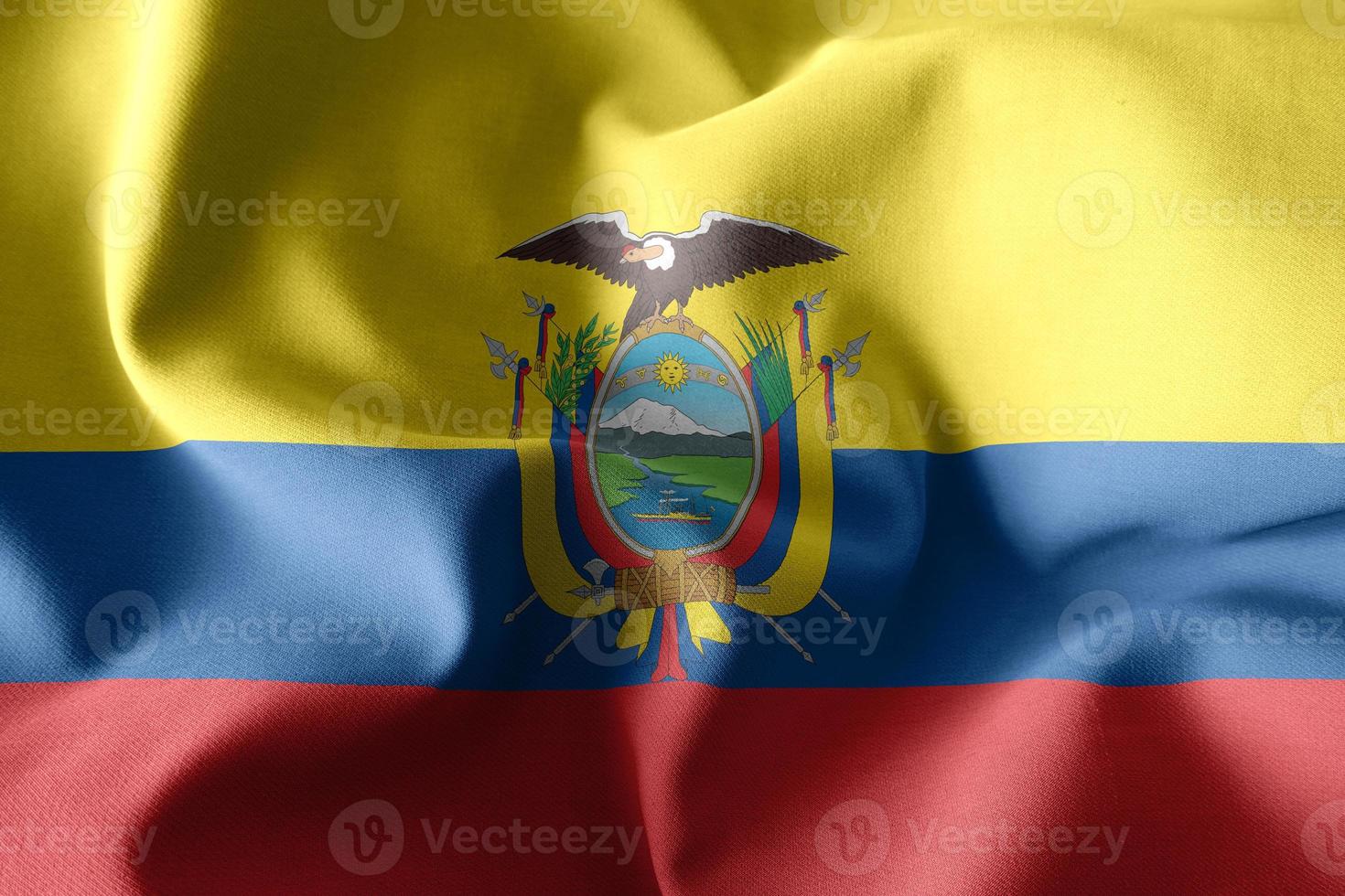 3d realistisk vinka silke flagga av ecuador foto