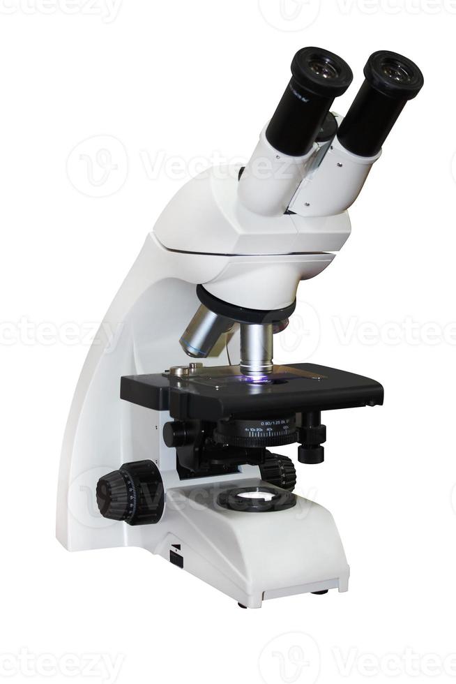 mikroskop isolerad på vit bakgrund foto