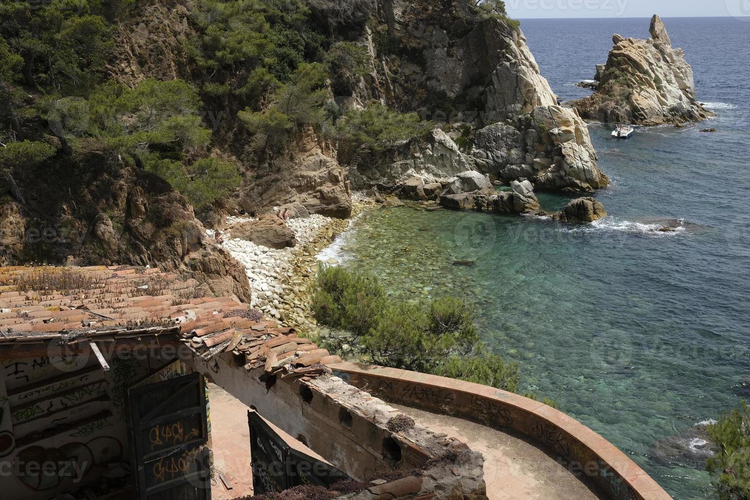 skön se längs de costa brava kustlinje nära lloret de mar, Spanien foto