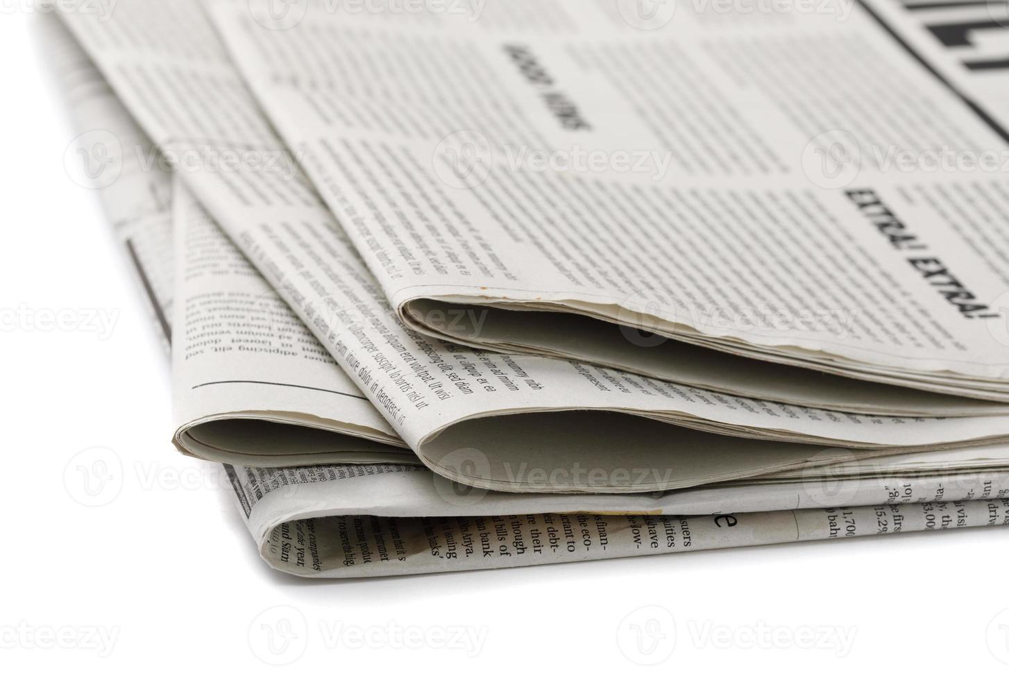 företag tidning isolerat på vit bakgrund, dagligen tidning mock-up begrepp foto
