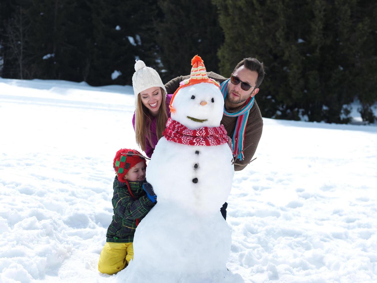 vinter- familj roligt foto