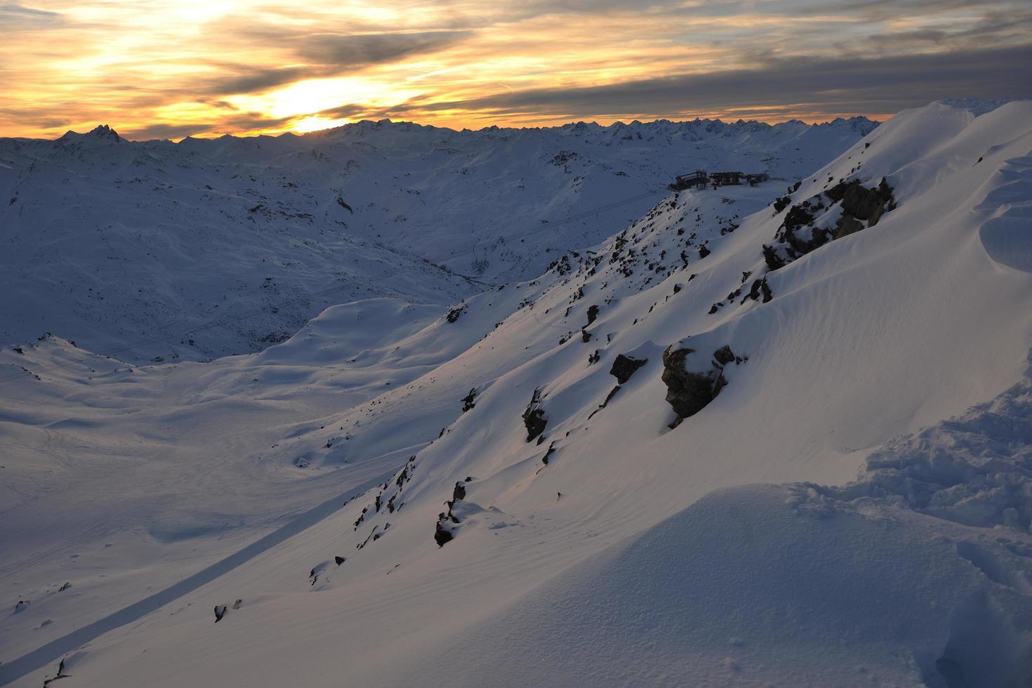 berg snö solnedgång foto