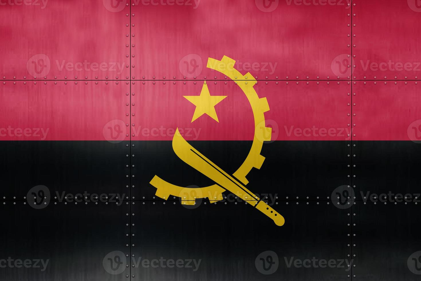 3d flagga av angola på metall foto