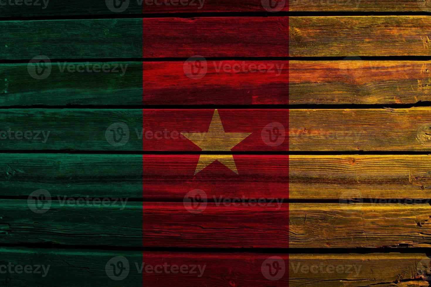 3d flagga av cameroon på trä foto