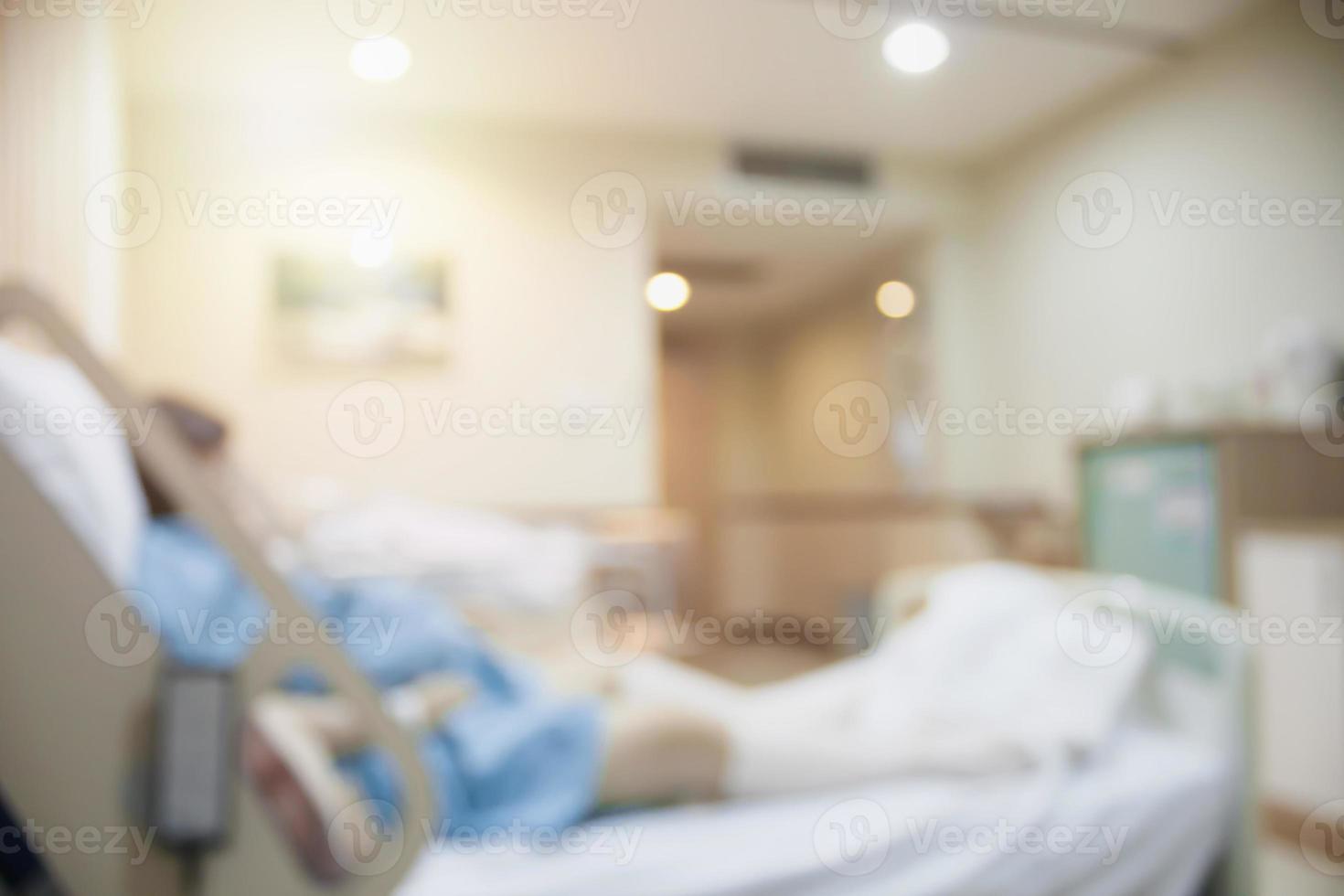 abstrakt sjukhusrum interiör med säng oskärpa bakgrund foto