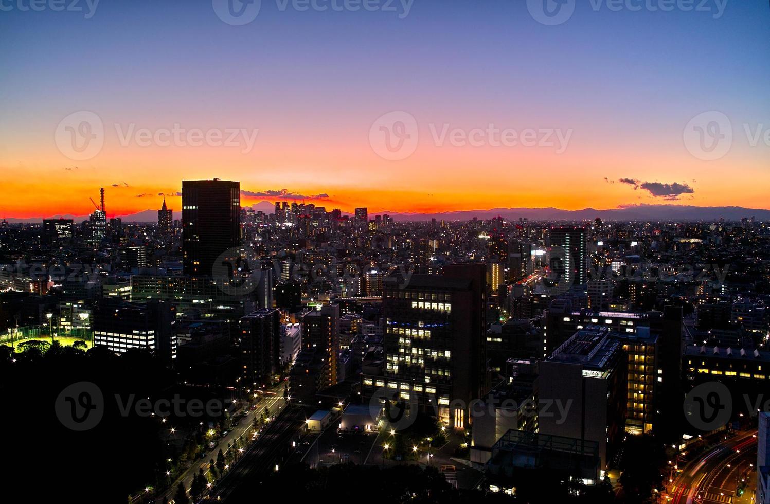 natt utsikt över tokyo foto