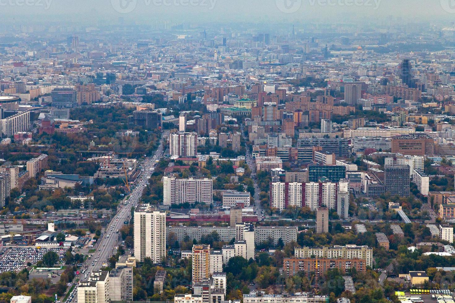 panorama av bostads- distrikt i moskva höst foto