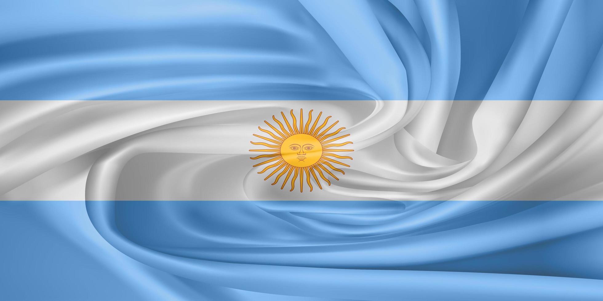 argentinas nationella flagga. statens symbol på vågigt bomullstyg. realistisk vektor illustration.flagga bakgrund med tyg textur foto