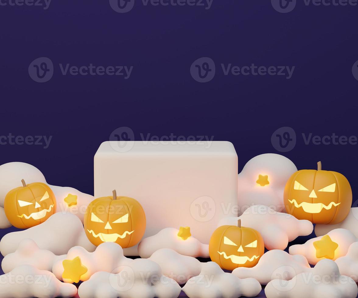 halloween stå till visa produkt på moln foto