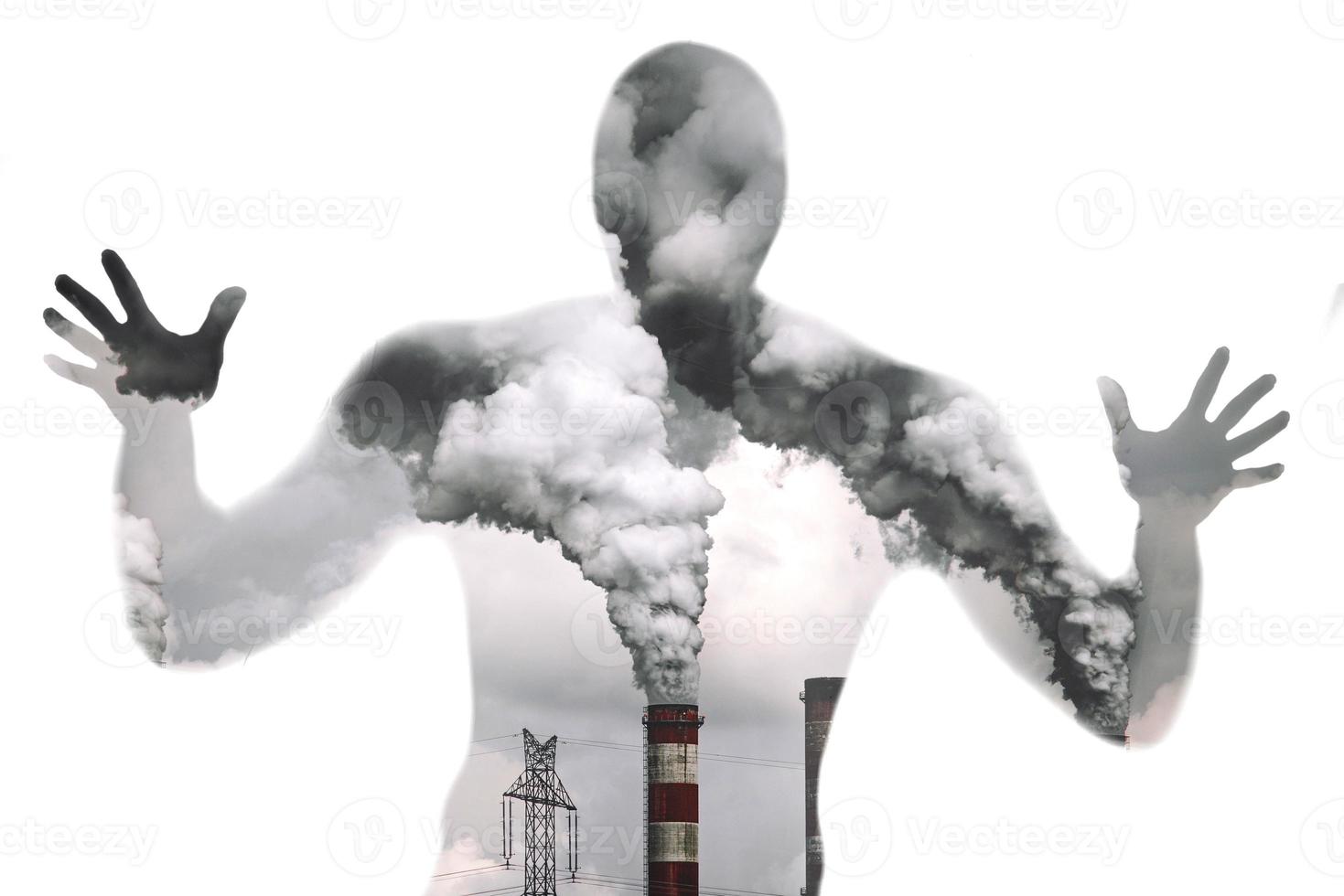 siluett som lider av föroreningar foto
