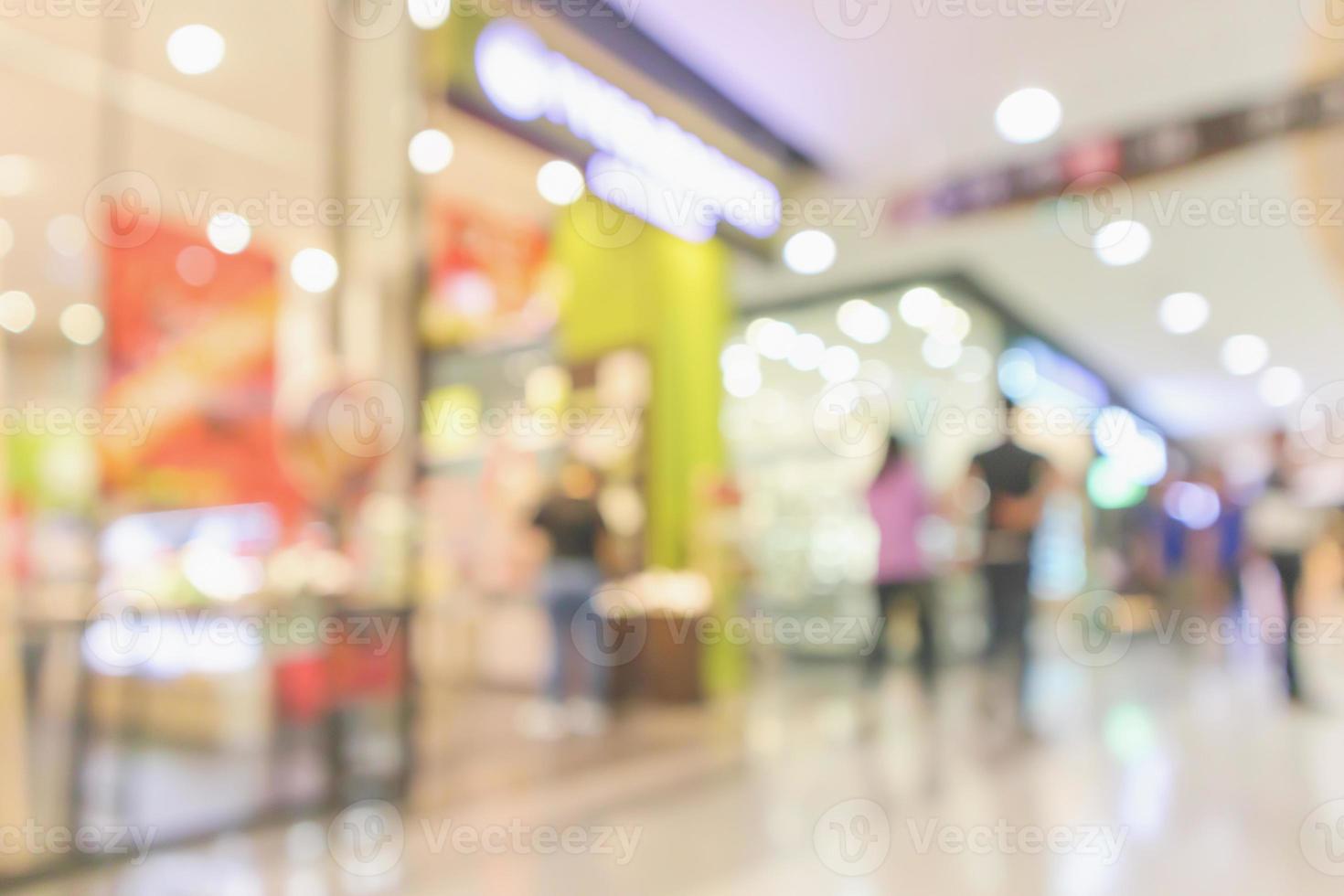 abstrakt oskärpa modern shopping mall interiör defokuserad bakgrund foto