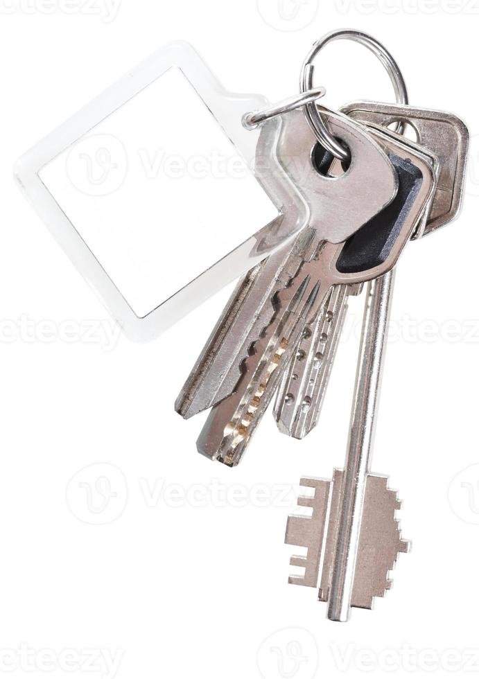 knippa av lägenhet nycklar på ringa och Nyckelring foto