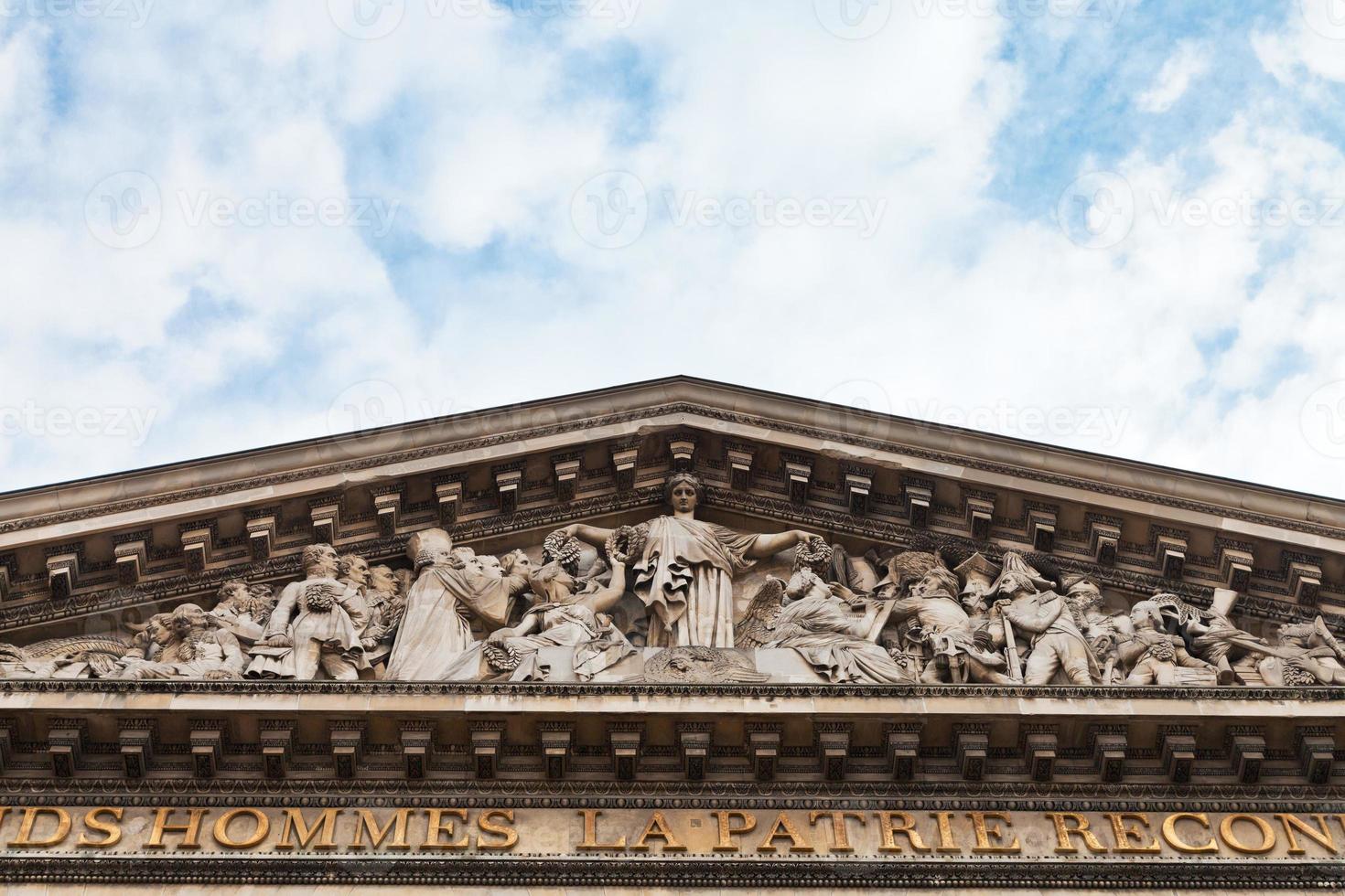 fronton av pantheon, paris foto