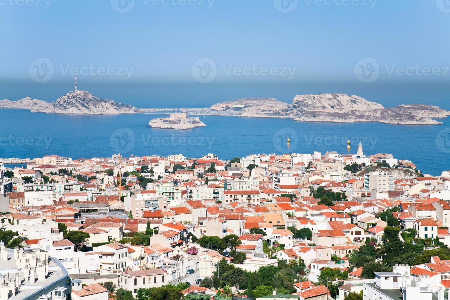 se på slott d'if nära marseille stad foto