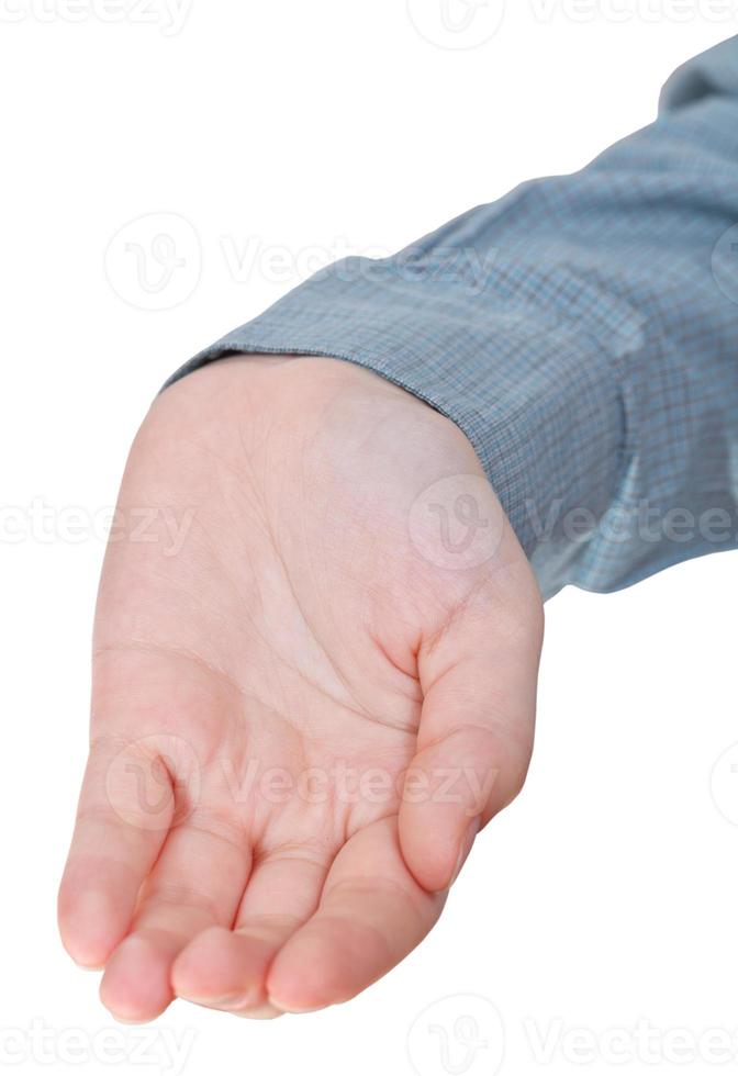 främre se av ihålig handflatan hand gest foto