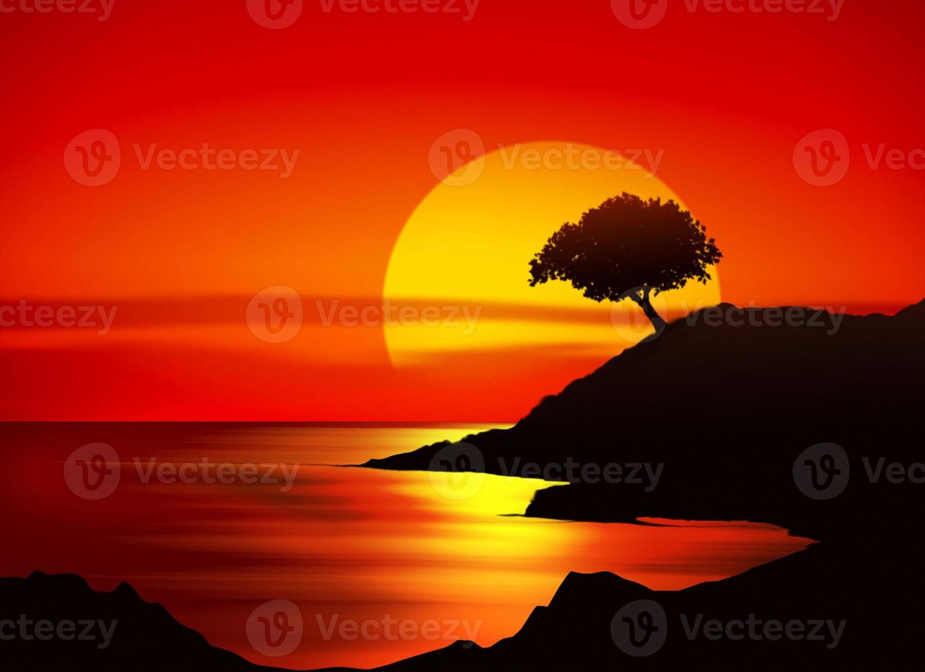 lugna solnedgång landskap i en strand foto