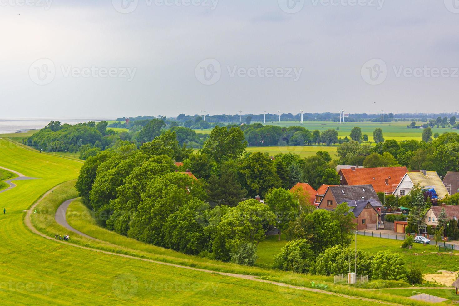 norr tysk jordbruks fält fördämning träd natur landskap panorama Tyskland. foto