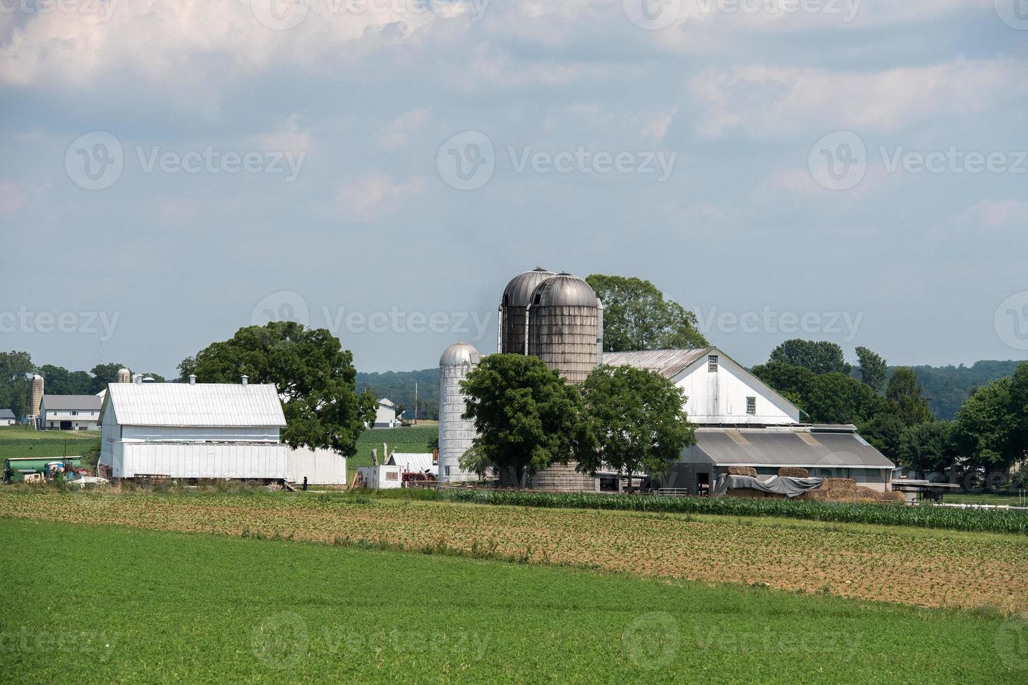 spannmål metallisk silo i Lancaster Pennsylvania amish Land foto