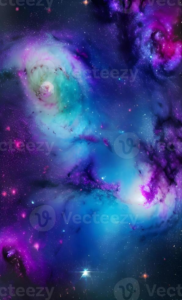 ett abstrakt nebulosa i yttre Plats och galaxer bakgrund av 3d framställa, lämplig för en mobil skärm, telefon skrivbord, landning sida, ui ux, och tapet. foto