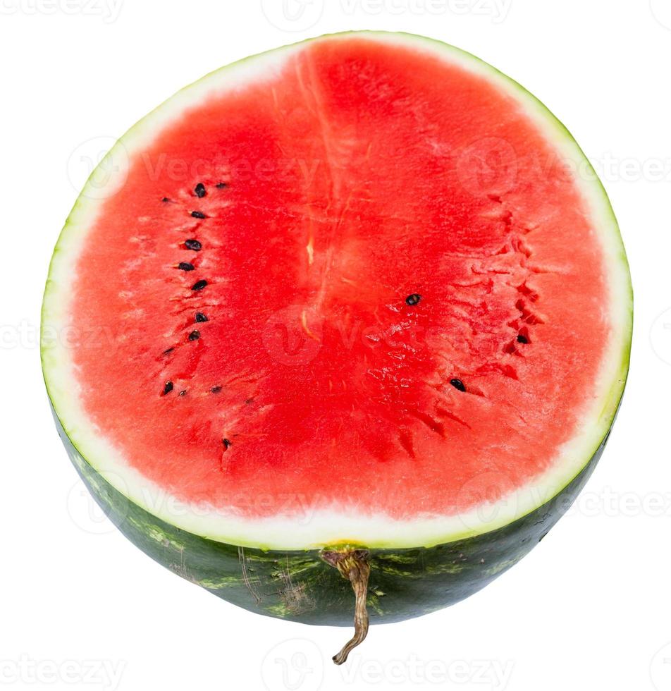 ovan se av halv mogen vattenmelon isolerat foto