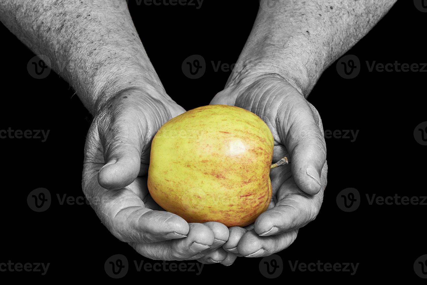 senior händer och äpple foto