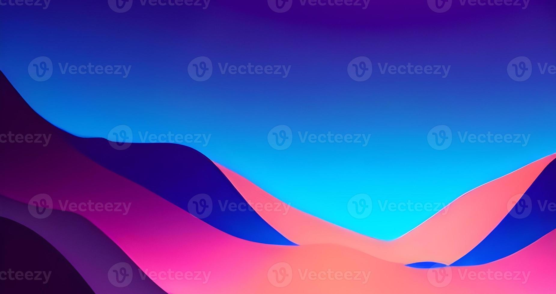 röd solnedgång över dubbel- nivå bergen illusion vektor illustration. färgrik fantasi digital konst för bakgrund, tapet, text, omslag, kort, broschyr, baner, webb design, affisch, etc. foto