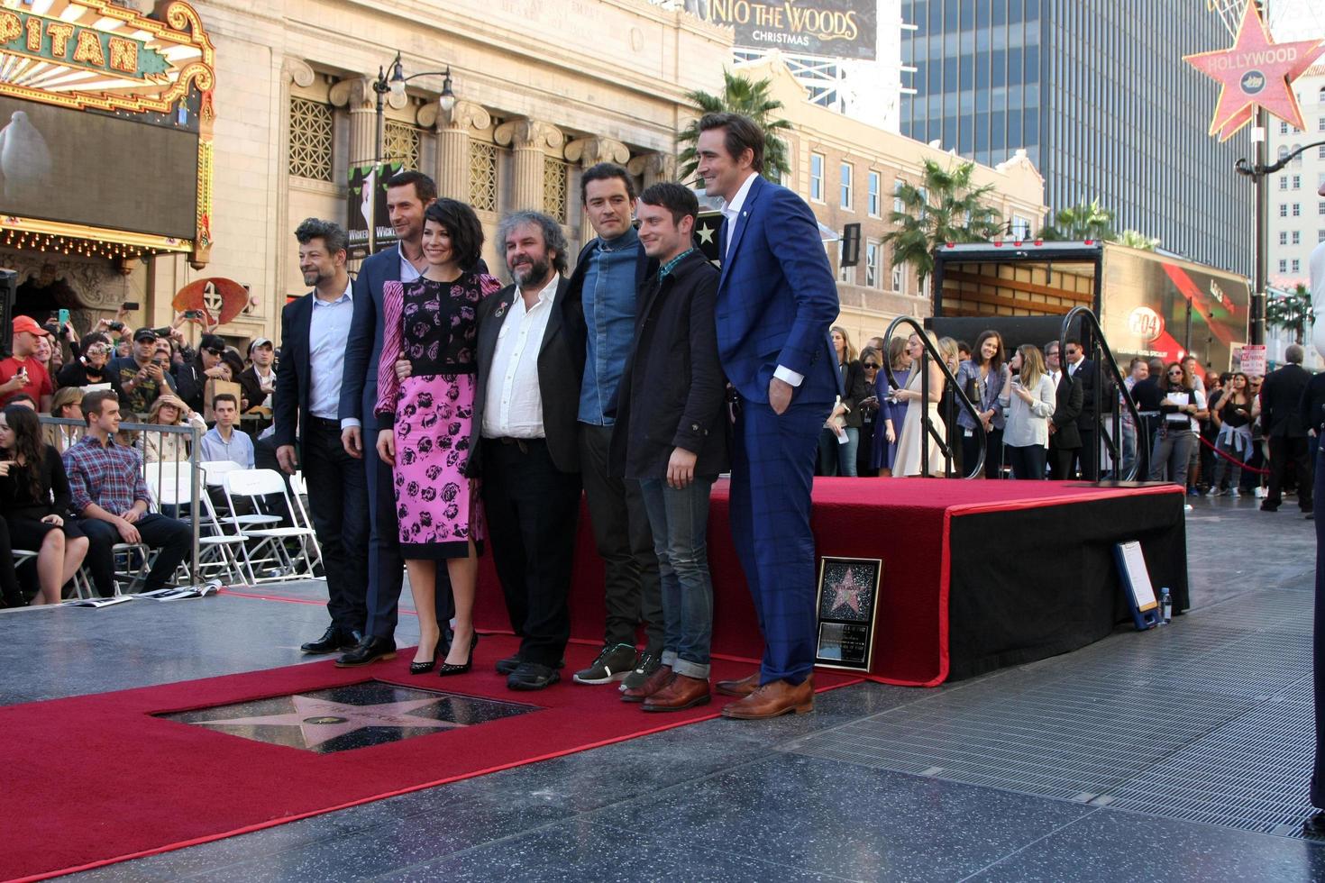 los angeles, dec 8 - andy serkis, richard armitage, evangelin lilly, herr Peter Jackson, orlando blomma, Elias trä, lä- takt på de Peter Jackson hollywood promenad av berömmelse ceremoni på de dolby teater på december 8, 2014 i los angeles, ca foto