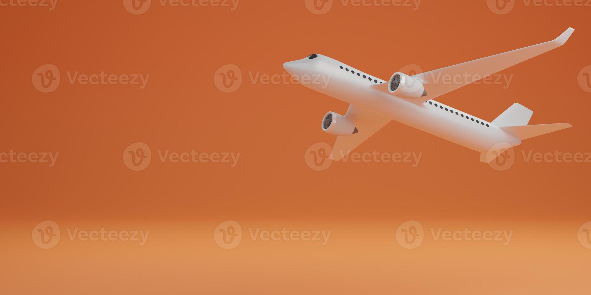 vit flygplan på orange bakgrund, teknologi begrepp. 3d tolkning foto