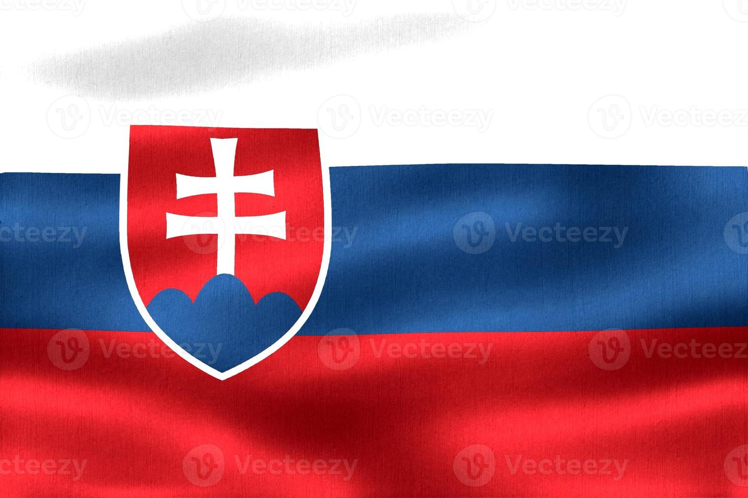 3D-illustration av en slovakisk flagga - realistiskt viftande tygflagga foto