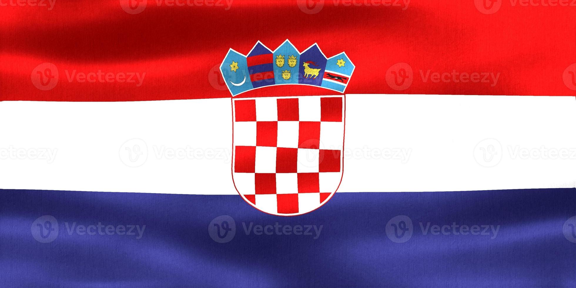 3D-illustration av en kroatisk flagga - realistiskt viftande tygflagga foto