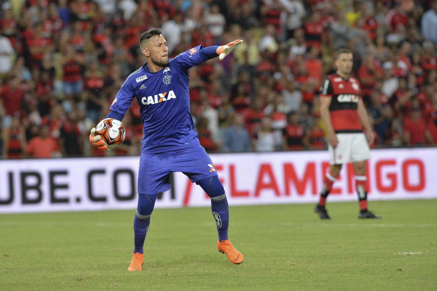 rio, Brasilien - Mars 28, 2018 - Diego alver mål vårdare i match mellan flamengo och botafogo förbi de carioca mästerskap i maracana stadion foto