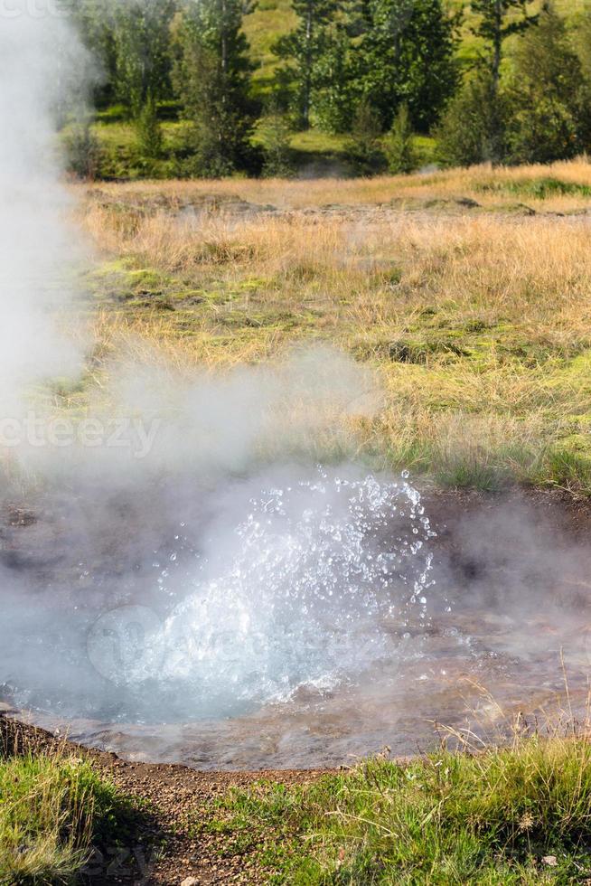 små gejser i haukadalur dal i island foto