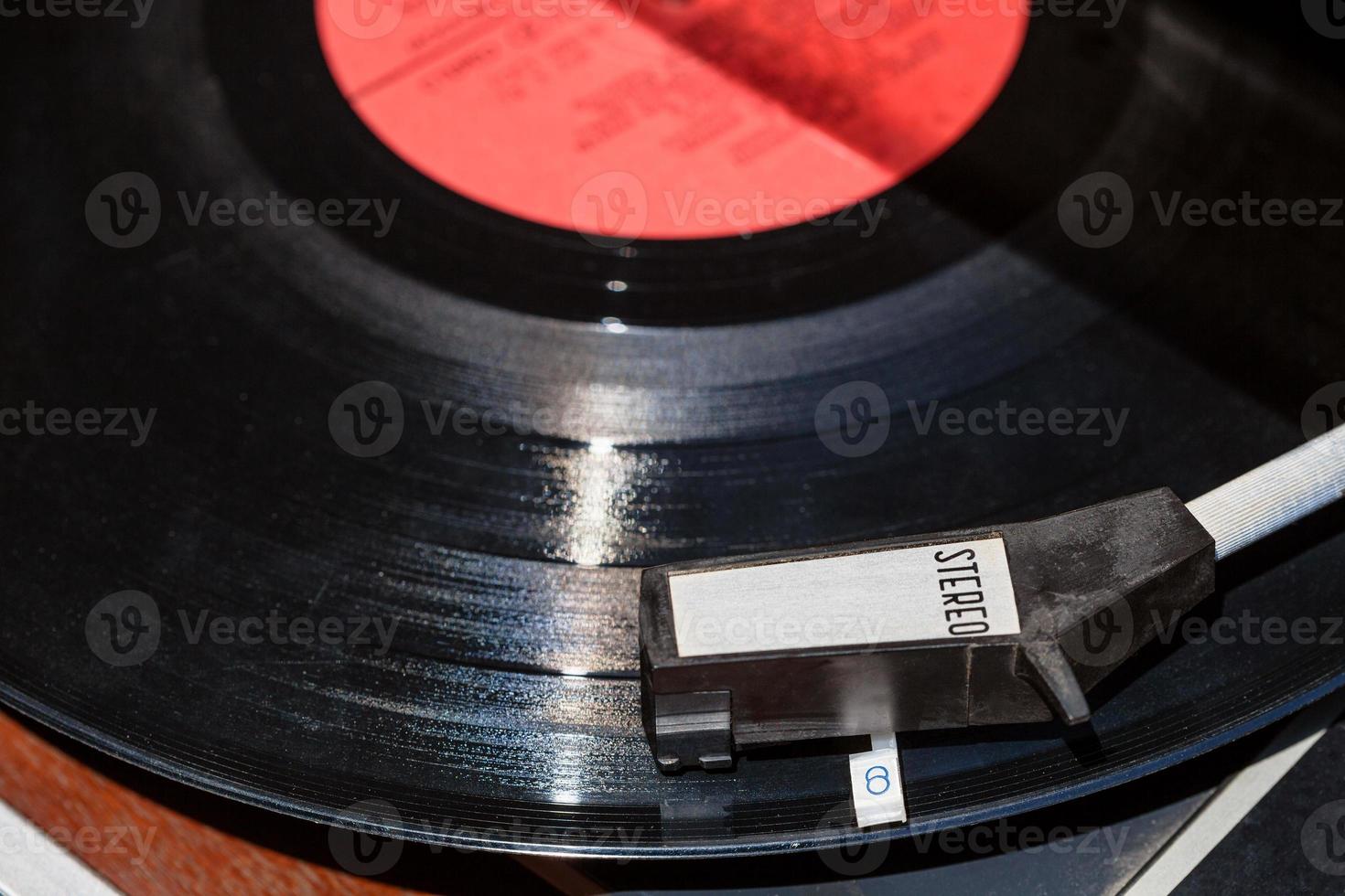 ovan se av tonarm på vinyl i spela in spelare foto