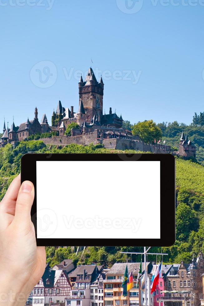 turist fotografier stad cochem, Tyskland foto