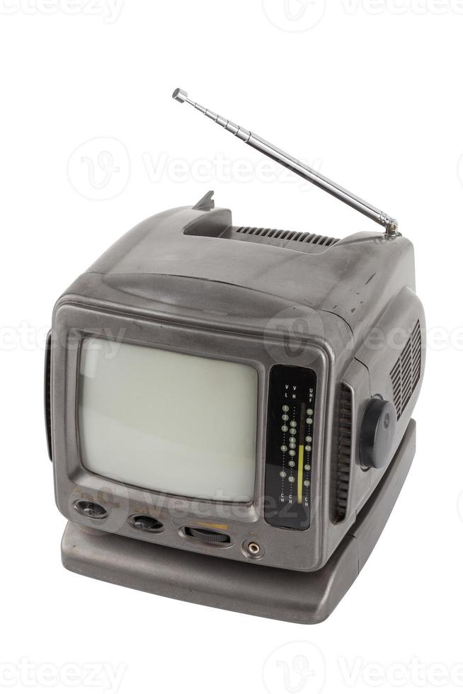 gammal 5.5 tum protable analog crt TV enhet isolerat på vit foto