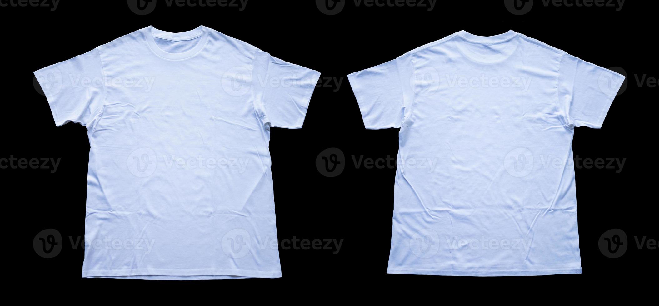 enkel t-tröjor för attrapp design. tom t-tröjor från de främre och tillbaka se isolerat bakgrund foto