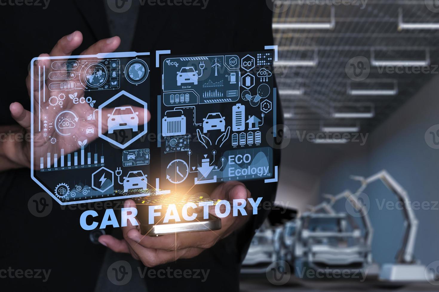 man ingenjör bil bil fabrik produktion tillverkad mekanisk ärm robot produktion bil bil Produkter förbi inspektör ommand till beställa bil från återförsäljare återförsäljare exportera foto