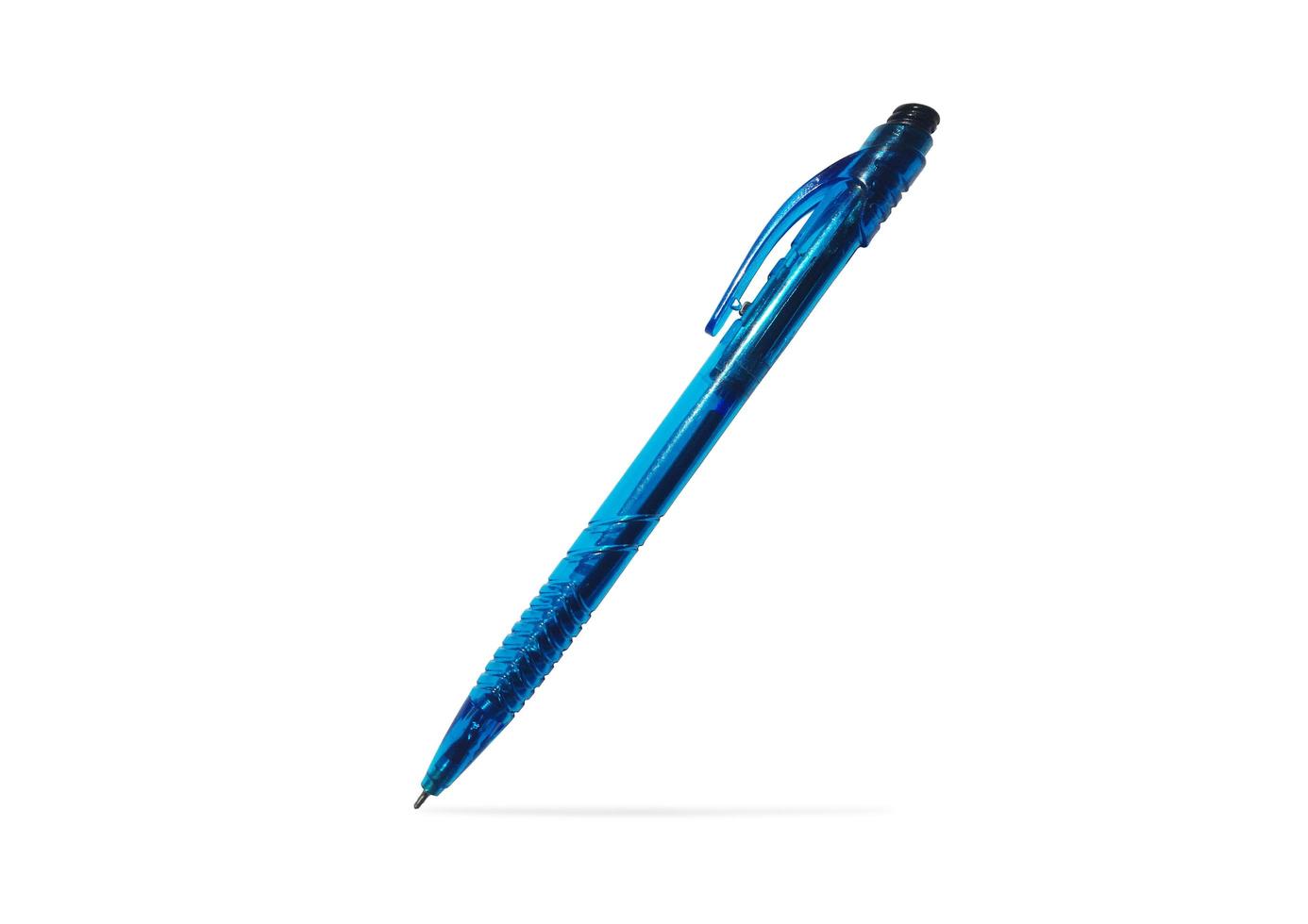 skön blå kulpenna penna isolerat på vit bakgrund med klippning väg för design.front se foto