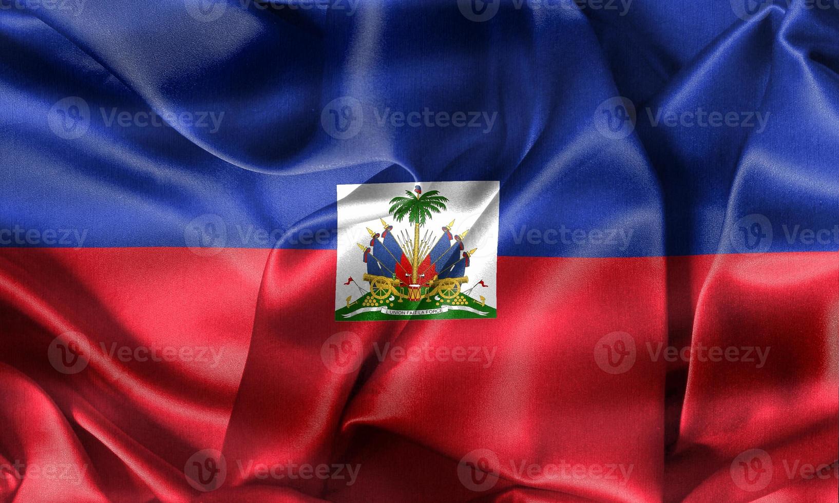 3D-illustration av en haiti flagga - realistiska viftande tyg flagga foto