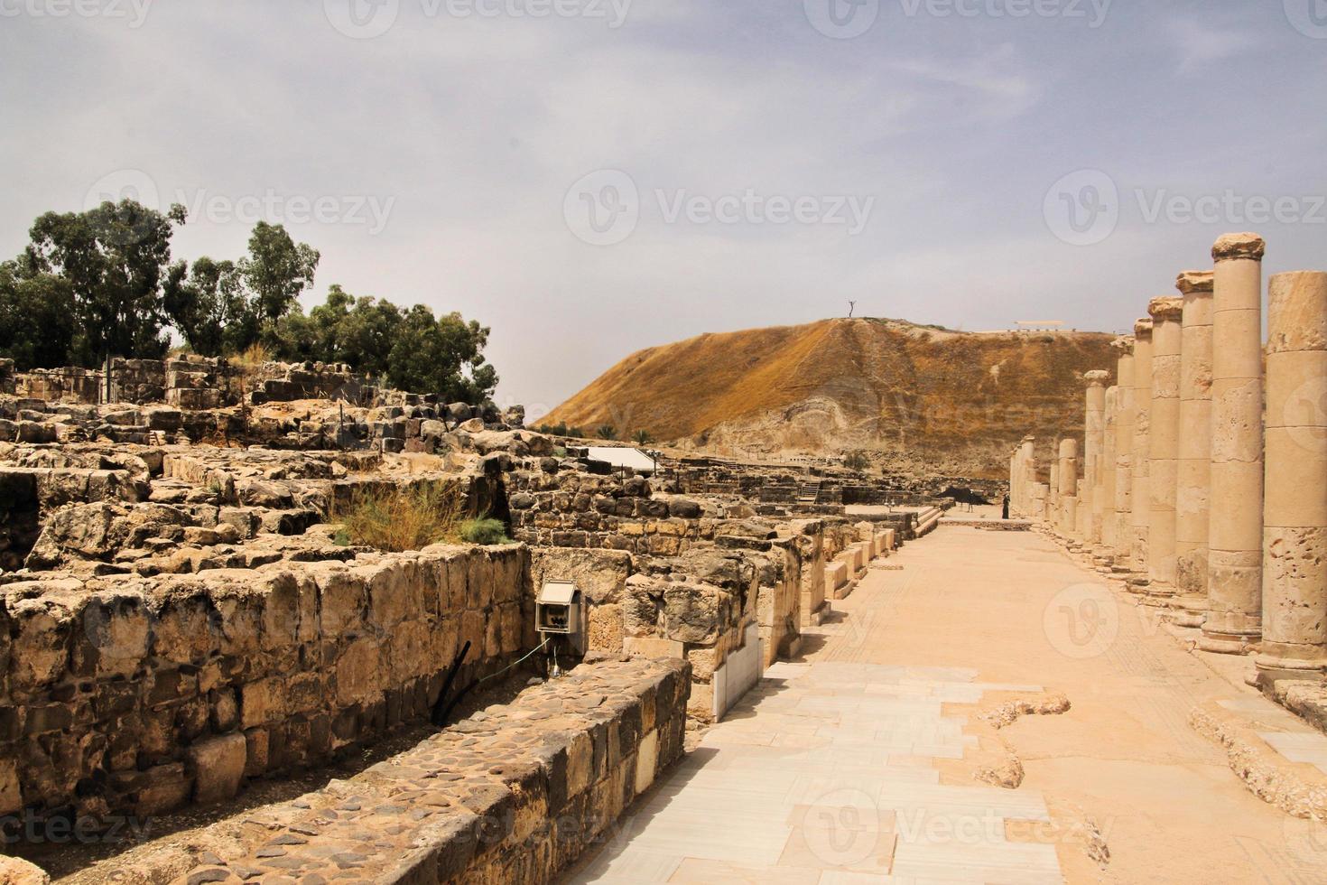 en se av de gammal roman stad av beit shean i Israel foto