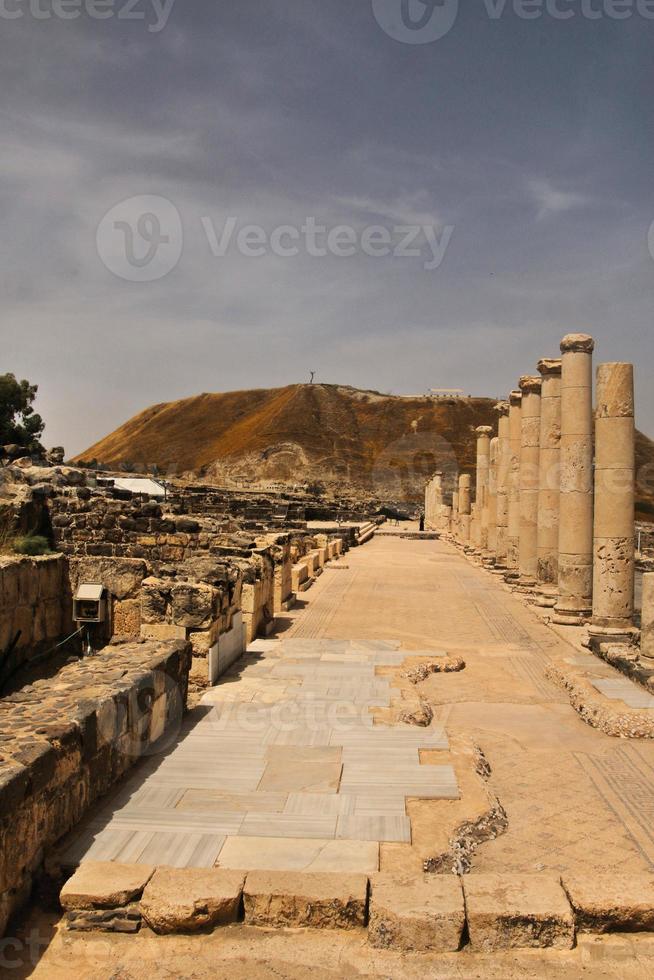 en se av de gammal roman stad av beit shean i Israel foto