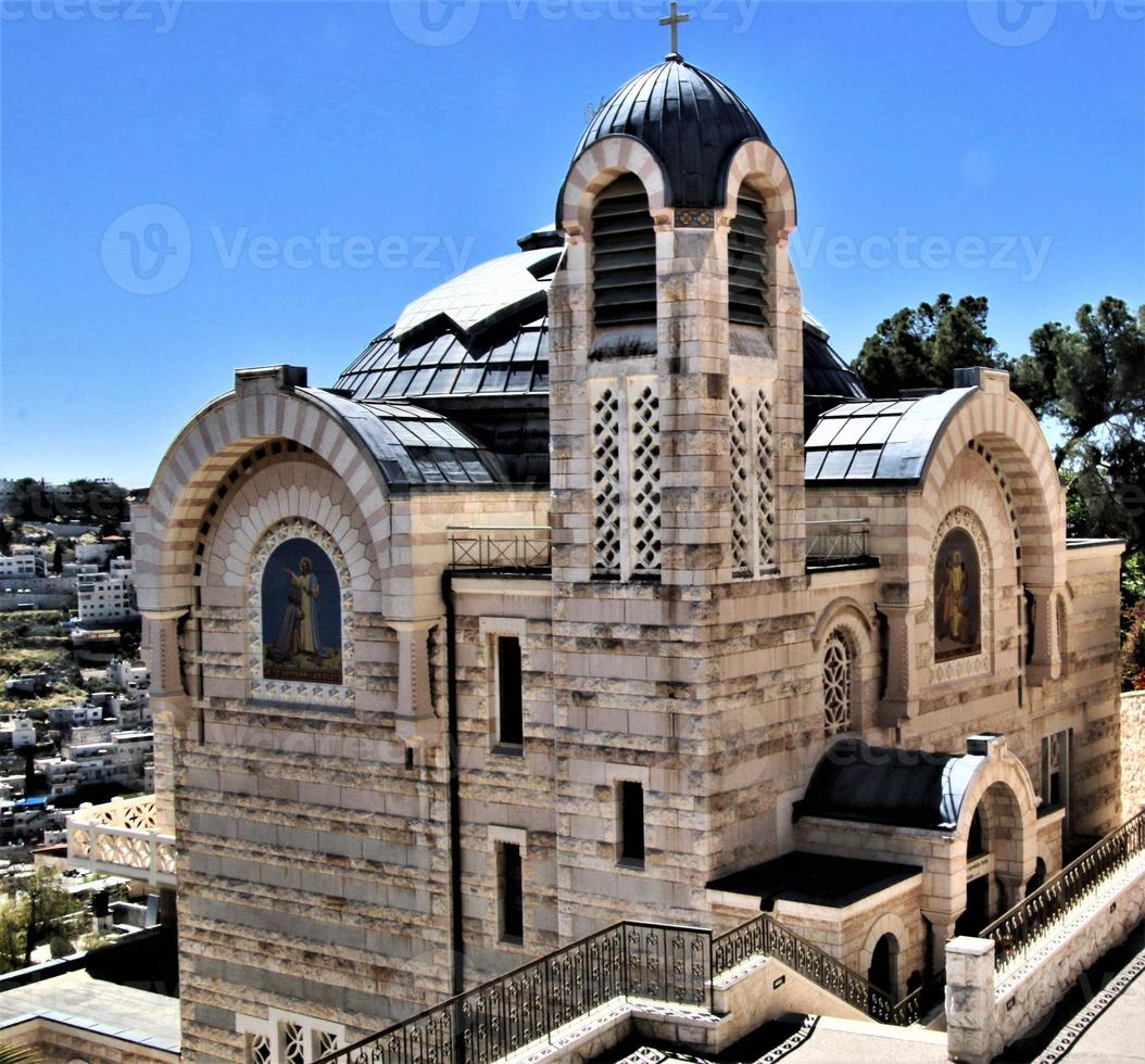 en se av de kyrka av st Peter på galicantu i jerusalem foto