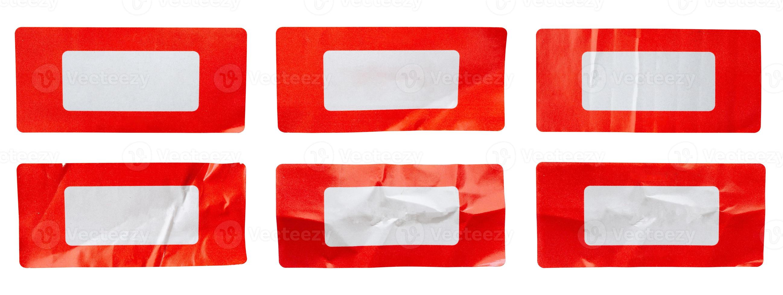 röd papper klistermärke märka uppsättning isolerat på vit bakgrund foto
