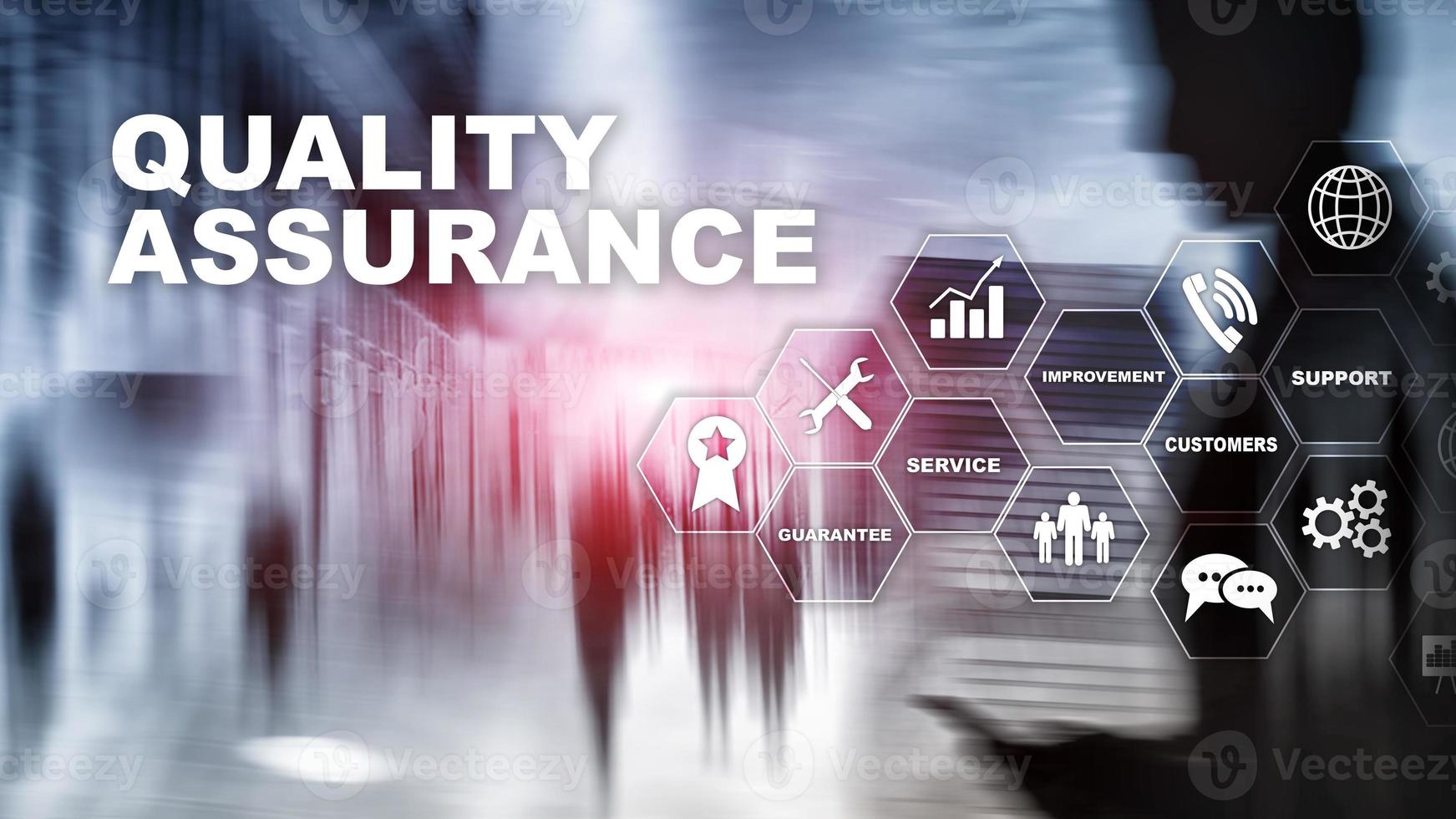 begreppet kvalitetssäkring och påverkan på företag. kvalitetskontroll. servicegaranti. mixad media foto